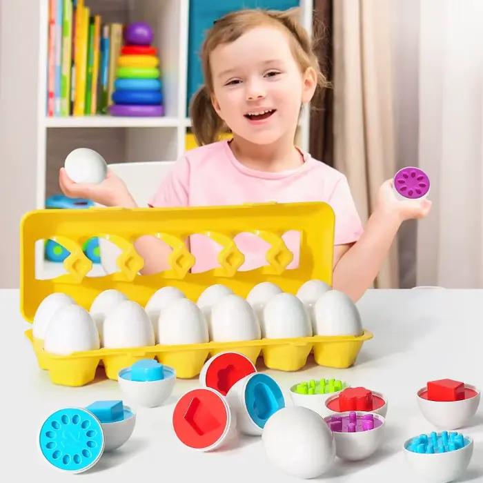 Oeufs vis 3D Puzzle Montessori apprentissage éducation mathématiques jouets enfants forme Match jeu intelligent