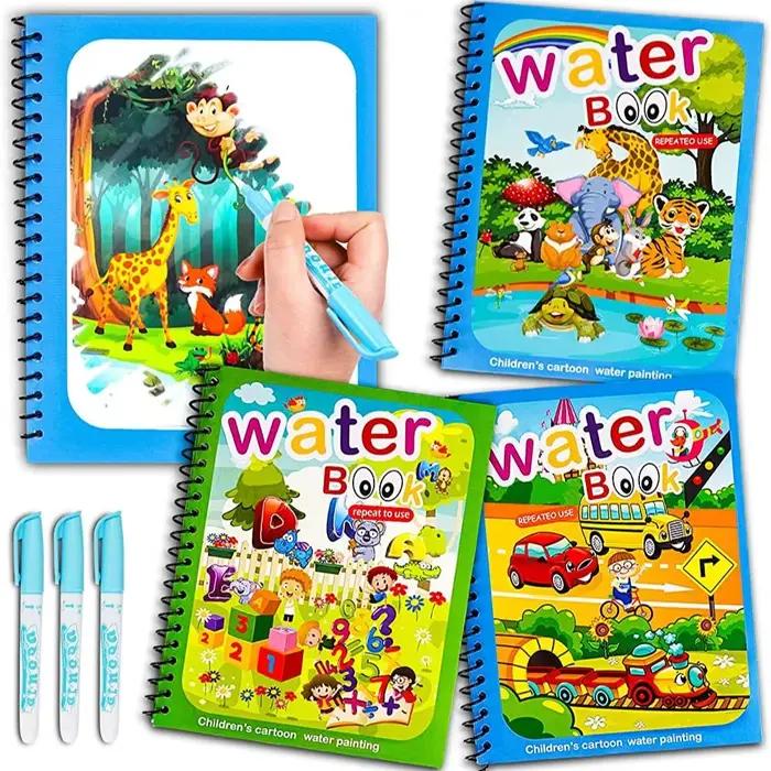 Livre magique de dessin à l'eau pour enfants planche à dessin réutilisable carnet d'apprentissage de la peinture et coloriage occasions spéciales noël anniversaire et éducation sensorielle