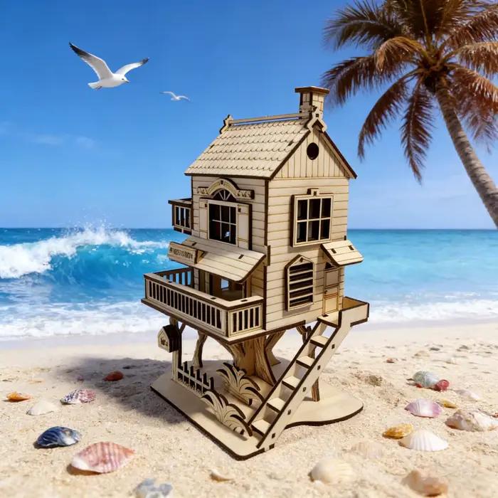1 cabine de puzzle 3D en bois
