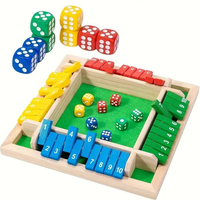 Nouveau jeu de société de dés en bois pour 2-4 joueurs jeu de dés avec rabats pour l'interaction Parent-enfant amis divertissement de fête amusant