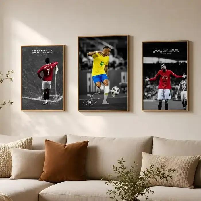 Affiche vintage autocollante en PP sur le thème du football, portrait de joueur de sport, pour salon, bar, chambre, décoration intérieure, cadeau