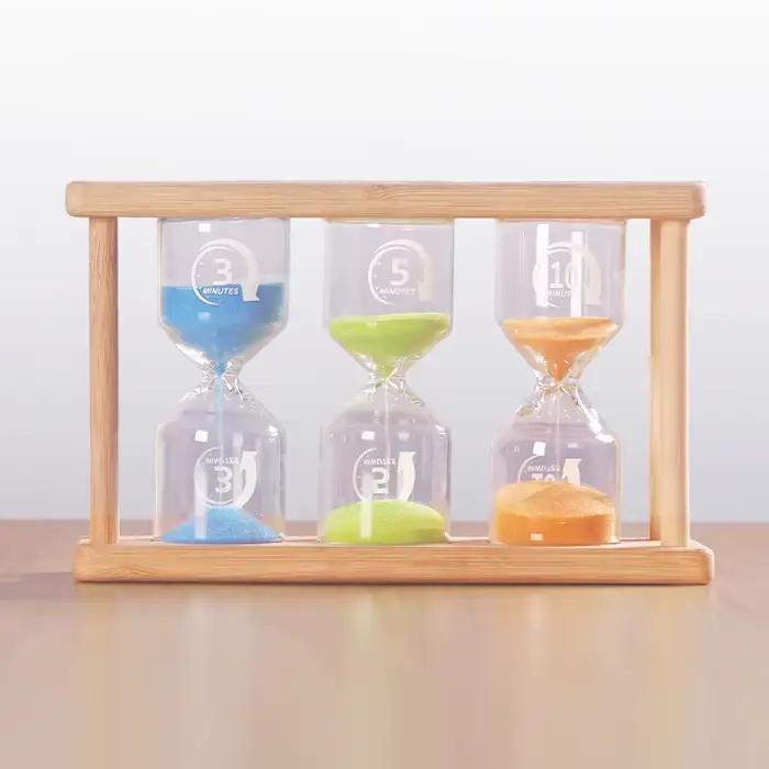 Sablier en bois 3-en-1 de 3/5/10/15/20/30 minutes pour enfants