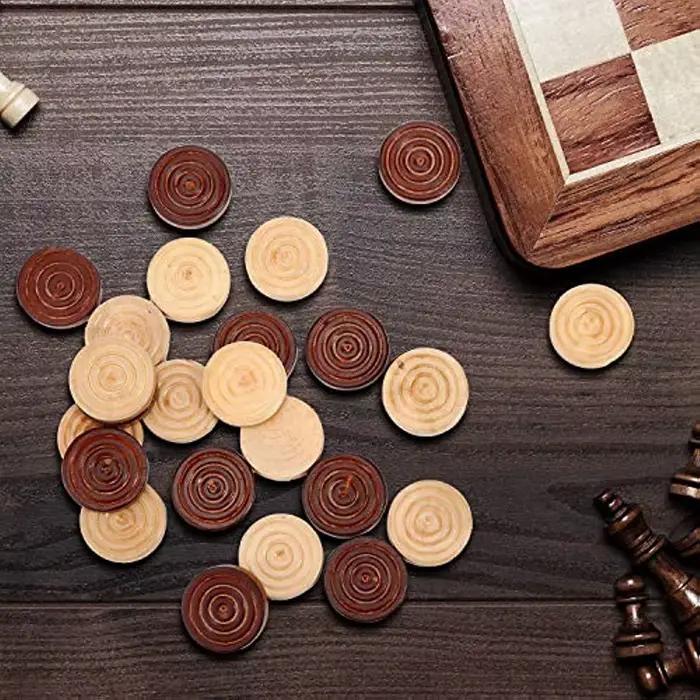 Pièces de dames rondes en bois