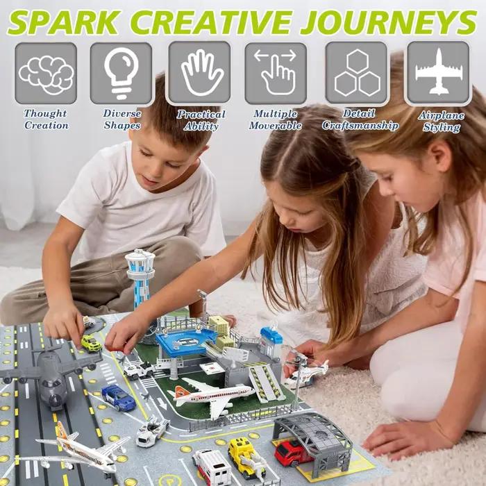 Ensemble de jouets sur le thème de l'aéroport pour enfants avec carte