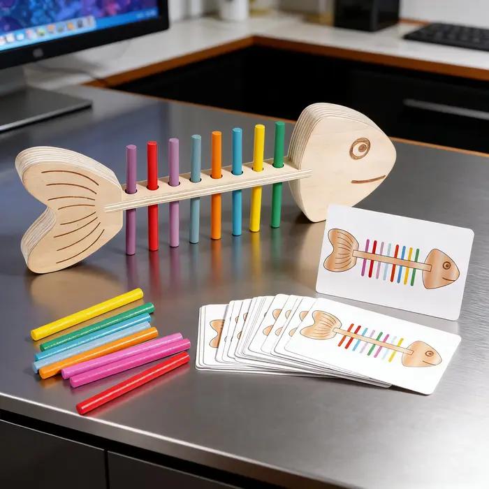 Jouet en bois de couleur arête de poisson