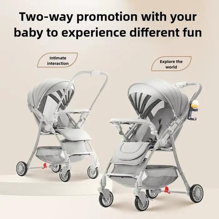 Poussette nouvellement améliorée avec chariot poussoir bidirectionnel à vue élevée qui peut s'asseoir et s'allonger