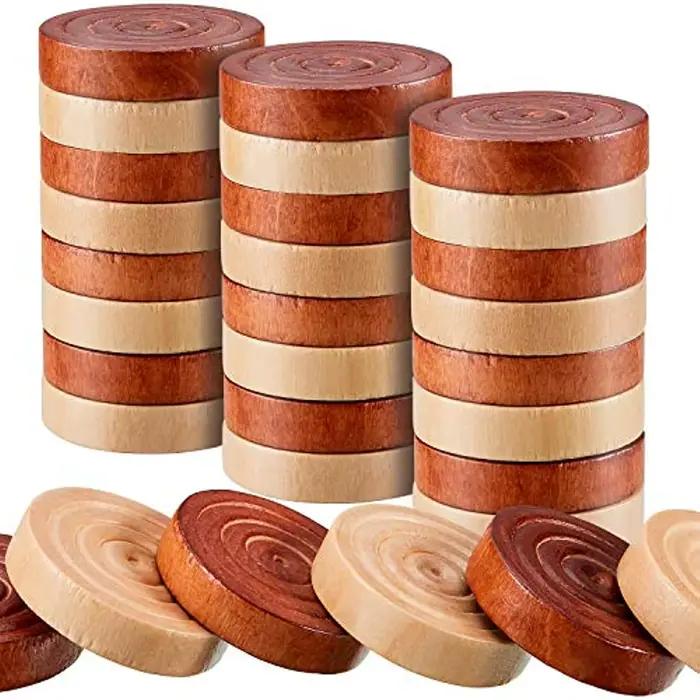 Pièces de dames rondes en bois
