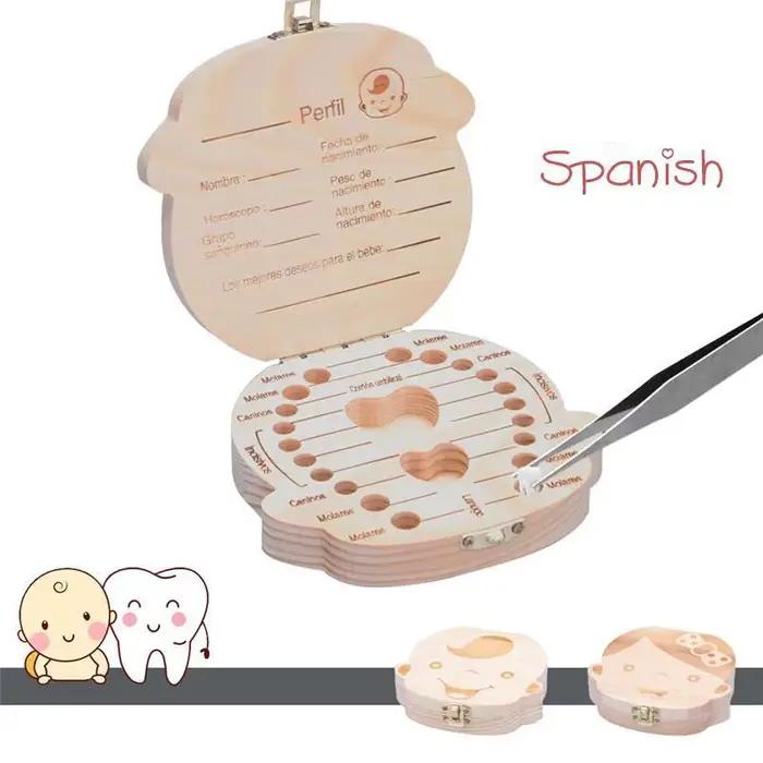 Boîte à dents de bébé en bois espagnol