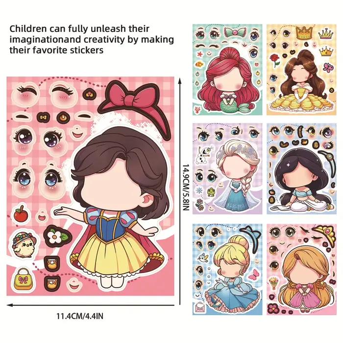 16 feuilles d'autocollants graffiti puzzle de princesse Disney