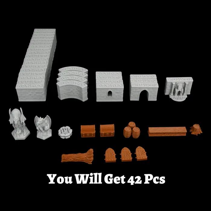 Ensemble de terrain miniature modulaire pour donjons
