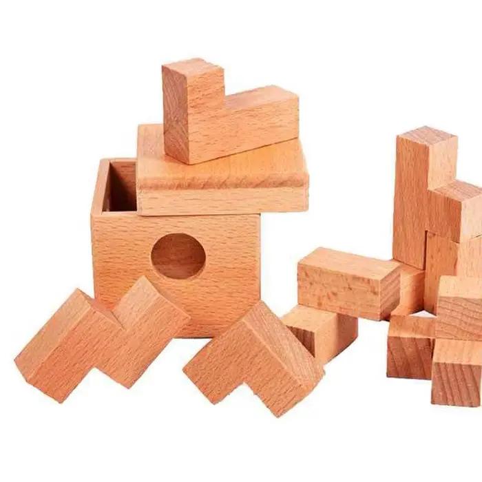 Cube 3D en bois, jouets de puzzle Soma
