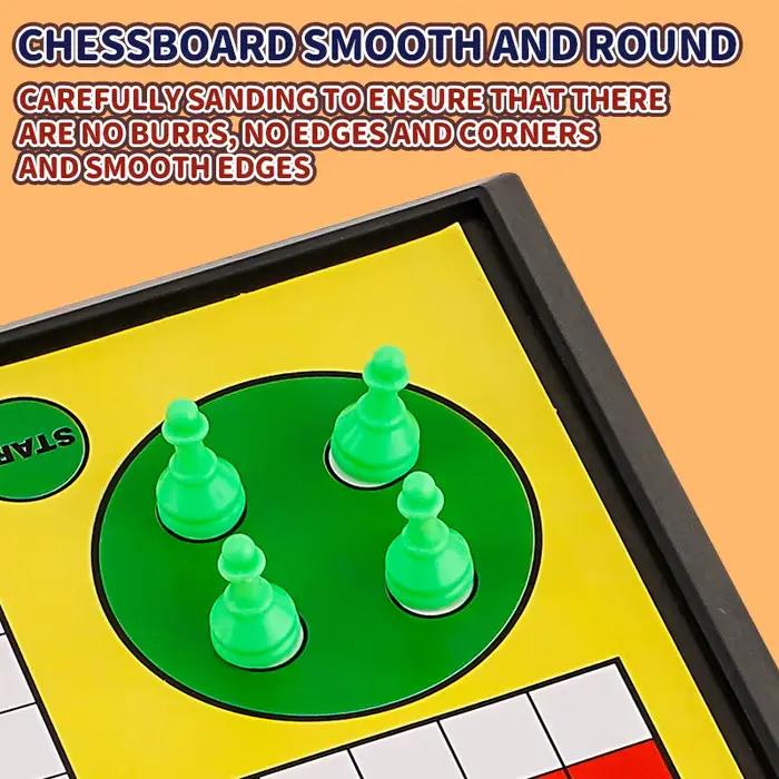 Jeu de société International Ludo pour enfants : jeu d'échecs pliable portable