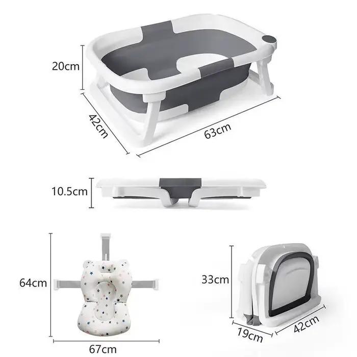 Baignoire pliable pour bébé avec capteur de température et coussin doux