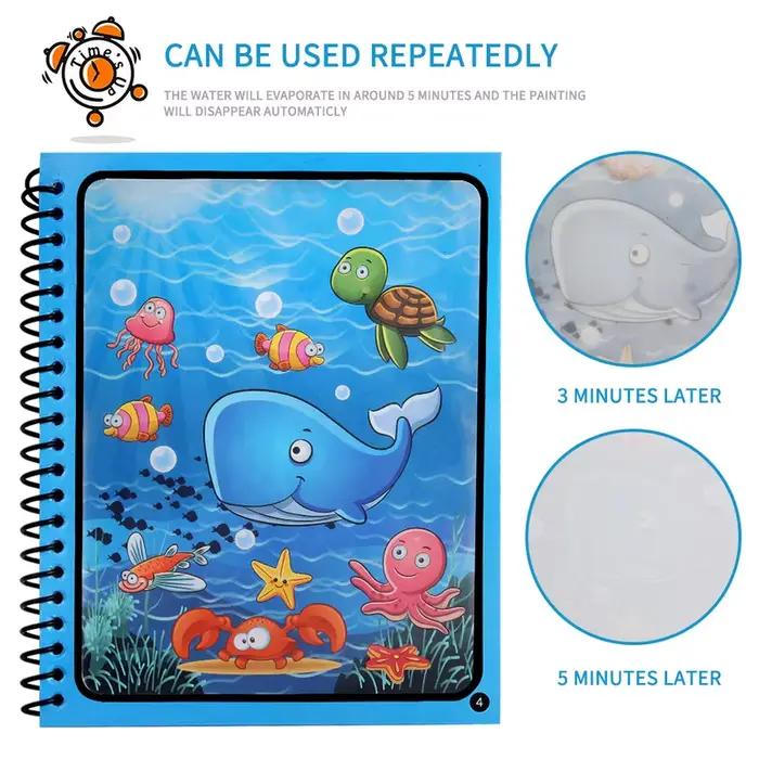 Livre magique de dessin à l'eau pour enfants planche à dessin réutilisable carnet d'apprentissage de la peinture et coloriage occasions spéciales noël anniversaire et éducation sensorielle