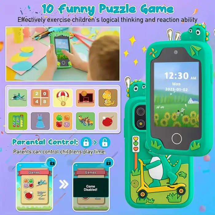 AMORUS enfants téléphone musical double caméra lecteur Mp3 fonction de jeu dessin animé bébé Mobile pour filles garçons anniversaire cadeaux de noël