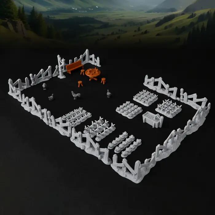 Ensemble de miniatures de terrain de ferme RPG