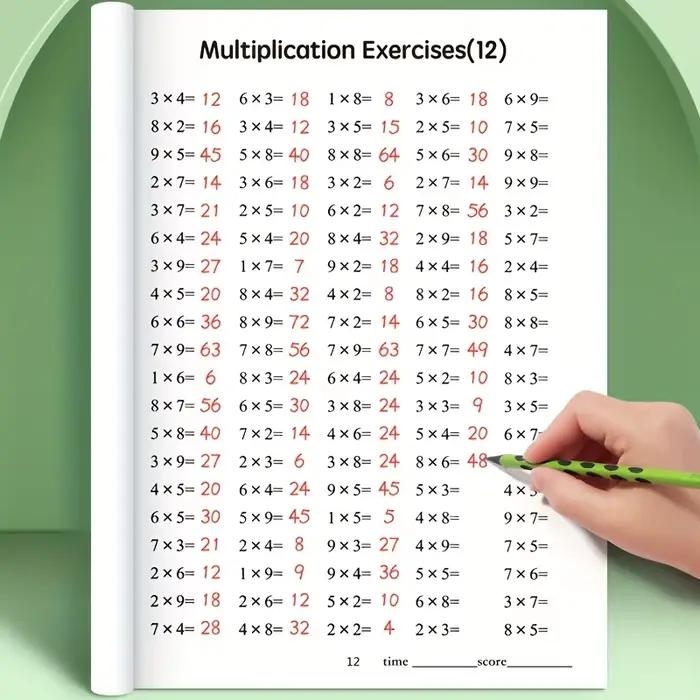Cahier de travail sur la table de multiplication pour enfants