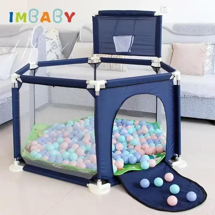 Parc hexagonal pour bébé avec panier de basket aire de jeux pour bébé activités de sécurité clôture parcs pour enfants occasions spéciales jouets sécurisés pour enfant