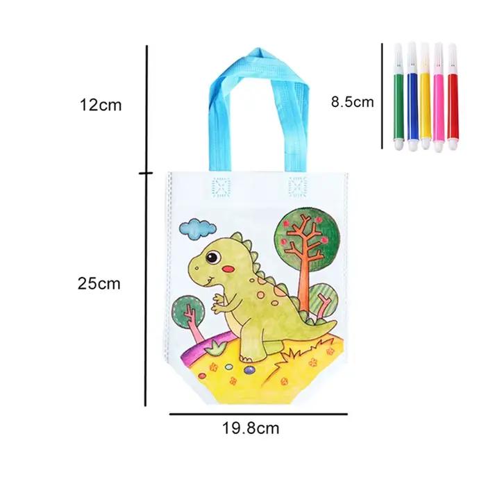 20 pièces bricolage Graffiti sac marqueurs de coloriage peinture à la main sacs Non tissés pour enfants artisanat d'art 