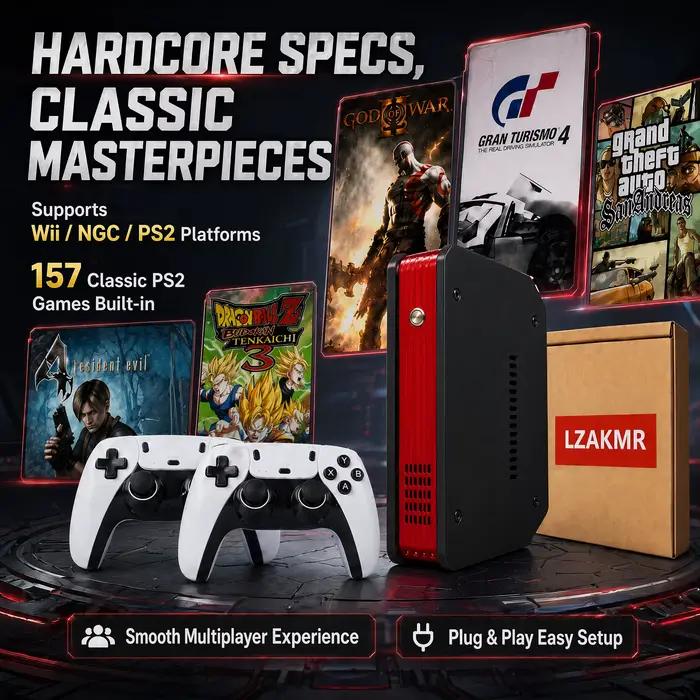 Console de jeu vidéo X4-2 pour 157 jeux PS2 classiques avec système double 500G et processeur I3-3110M pour PS2/PSP/WII/N64/DC/SS Cadeaux