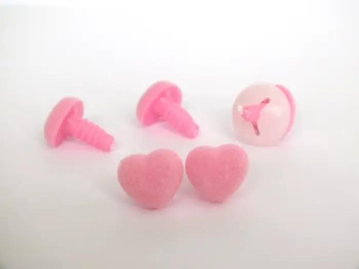 Nez de jouet de sécurité triangulaire flocage de coeur rose et lave-linge doux