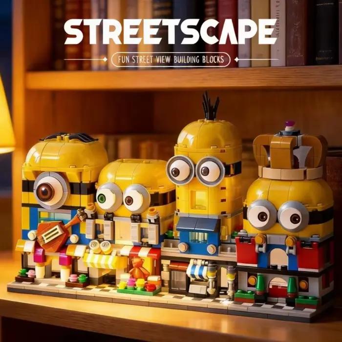 Blocs de construction Minions 4 pièces dessin animé mignon jouet éducatif interactif décoration de bureau pour enfant occasions spéciales anniversaire fête de fin d'année