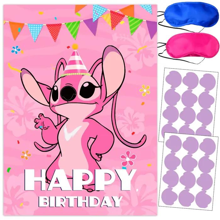 Disney Stitch Pin The Nose On The Poster Party Games Backdrop Children Birthday