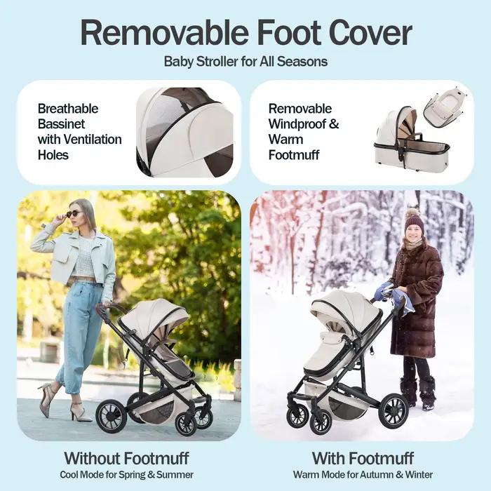 Luxueux 3 en 1 Portable voyage bébé poussette haute paysage cadre en aluminium pliable landau nouveau-né infantile quatr