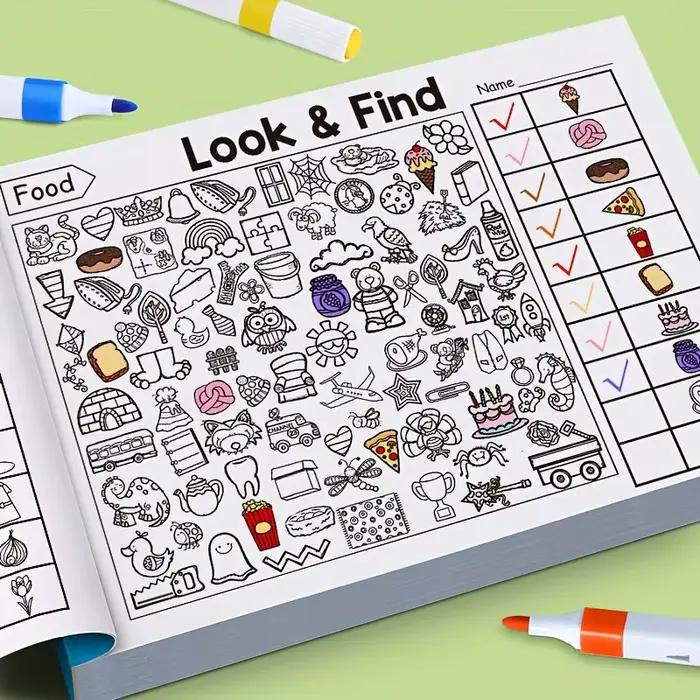 Livre de coloriage et de recherche d'objets cachés pour enfants – Cahier d'activités interactif