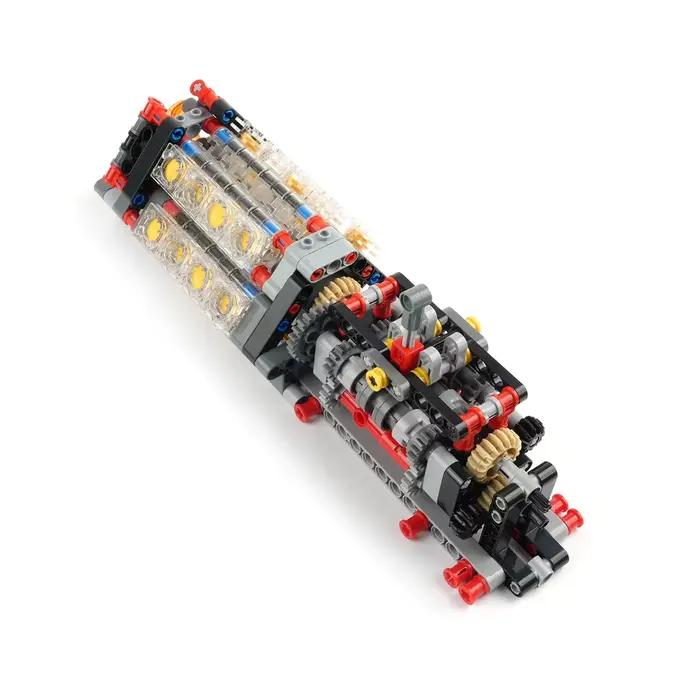 Blocs de construction stemedu moteur V16 transparent technic assemblez votre propre transmission 6 vitesses jouets de bricolage pour adolescents occasions spéciales