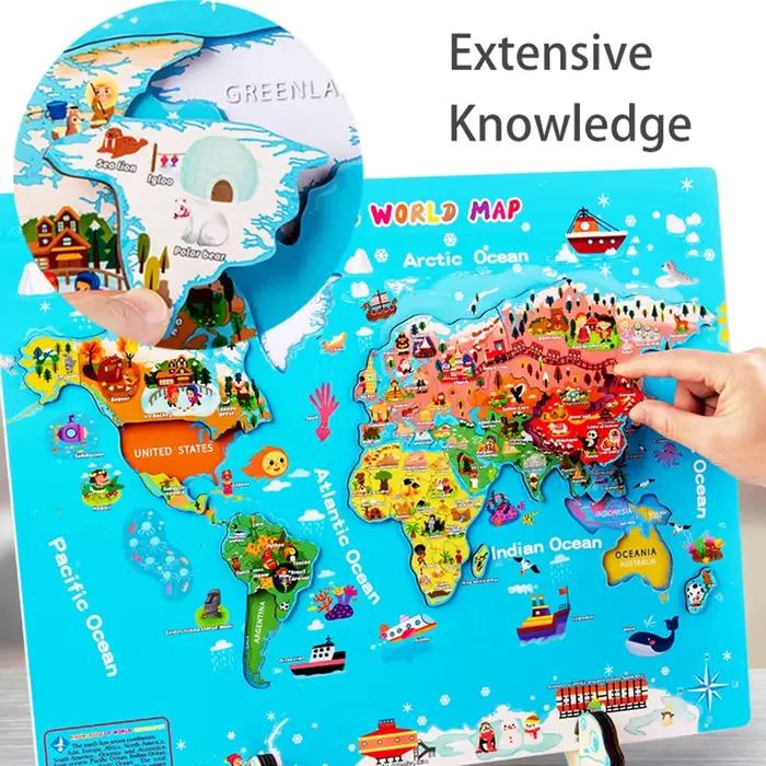 Puzzles magnétiques de carte du monde pour enfants