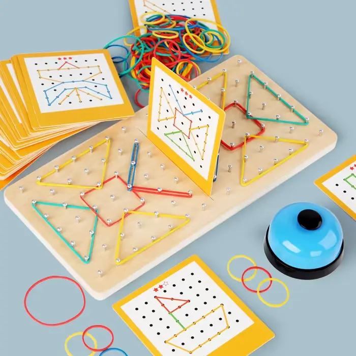Planche à ongles en bois, jeu de combat à deux joueurs, Puzzle géométrique, jouet géométrique graphique pour enfants, éducation précoce Montessori