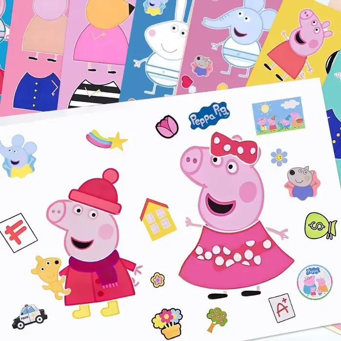 8 autocollants puzzle Peppa Pig à faire soi-même - Décoration murale artisanale imperméable sur le thème de l'animation de dessins animés, cadeau d'anniversaire 2026