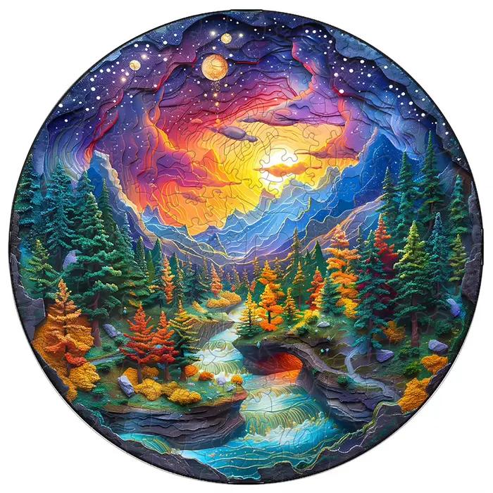 Puzzle en bois ciel étoilé de rêve coloré - Jouet intelligent bricolage pour enfants et adultes - Parfait pour Noël Halloween Birthda