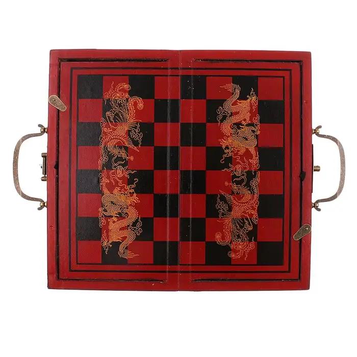 Jeu d'échecs chinois Antique en bois