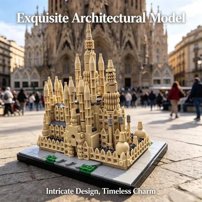 Kit de briques 854 pièces Barcelone Sagrada Familia – Modèle à assembler de l'icône de l'architecture espagnole