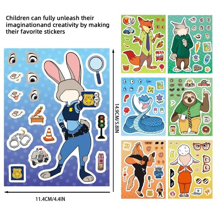 8/16 feuilles dessin animé Disney Zootopia 2 autocollants de Puzzle mignon Judy Nick