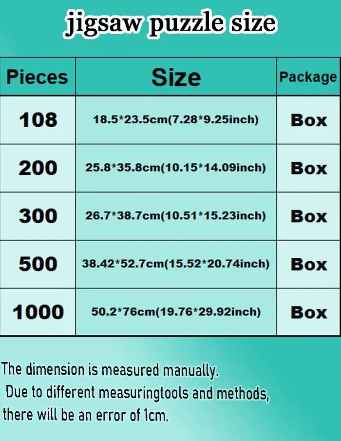 Puzzle personnalisé de 108/200/300/500/1000 pièces