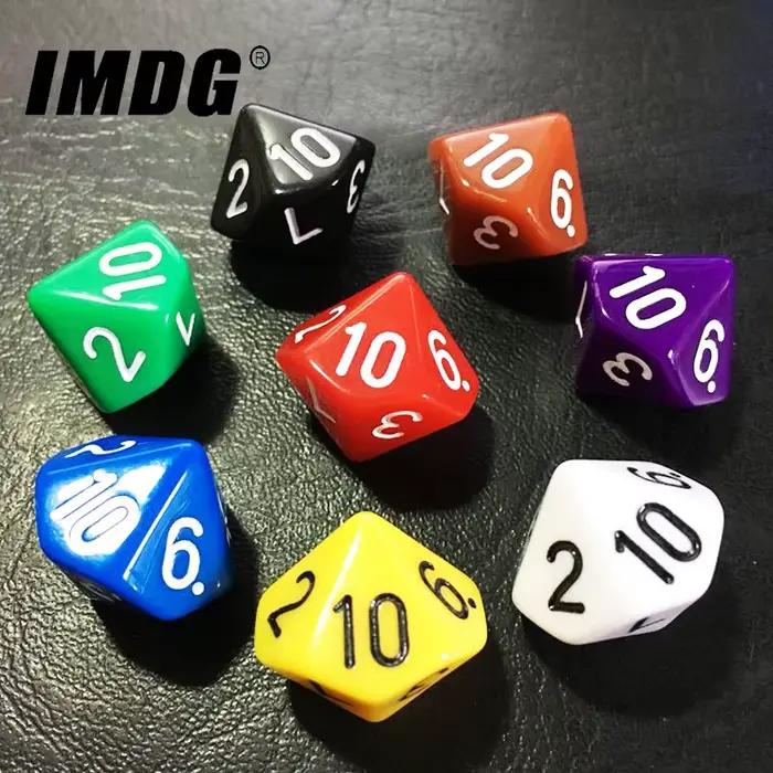 10 pièces/paquet D10 dés (1-10) Cubes acryliques jeu dés haute qualité Boutique coloré solide dés
