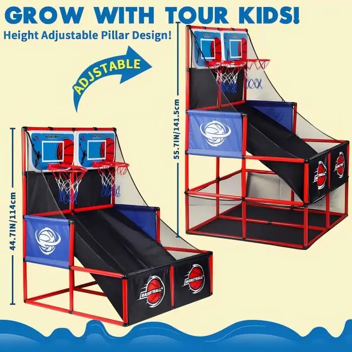 MQUDUO Ensemble de jeu de basket-ball d'arcade avec ballons et panier
