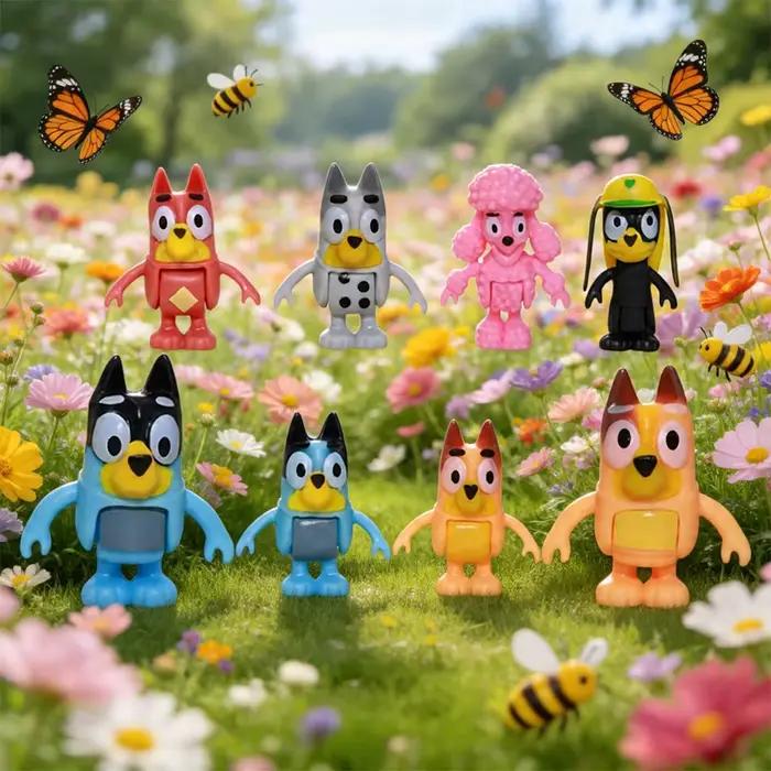 8 figurines articulées Bluey et ses amis