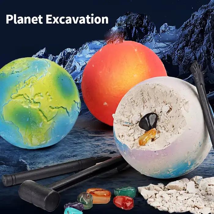 Unearth The Cosmos -Kit d'excavation de planète du système solaire - Creuser interactif des pierres précieuses