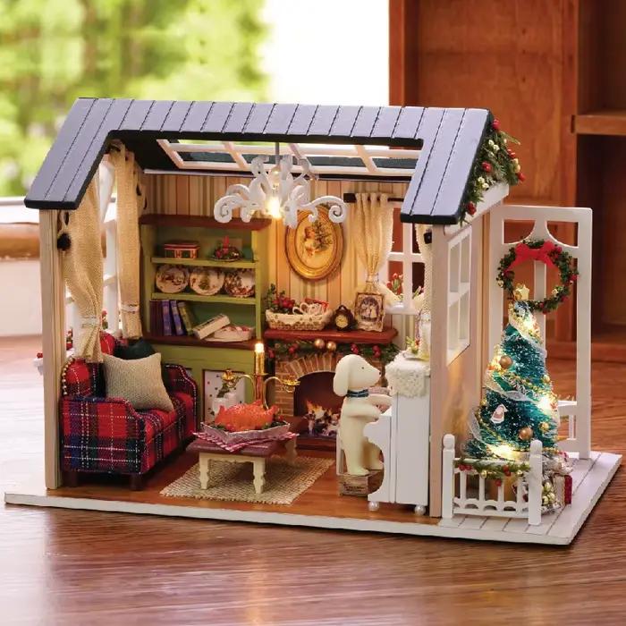 Maison de poupée miniature Zuuton bois assemblage construction unisexe avec meubles pour jouets et décoration chambre occasions spéciales