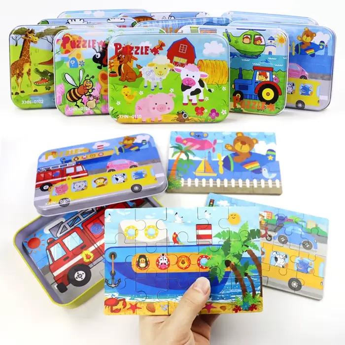 Puzzle en bois 4 en 1 pour enfants de la maternelle