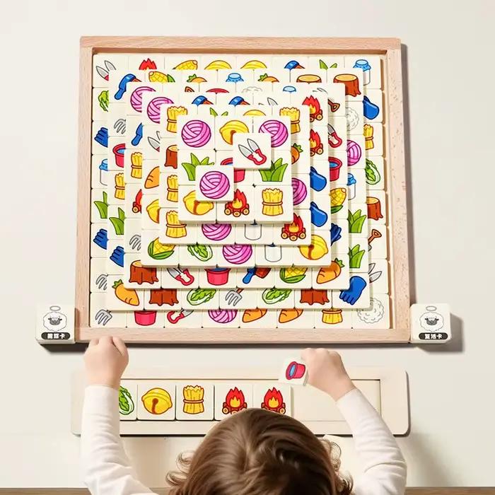 Puzzle La Moutonnette avec plateau en bois – Jeu de société éducatif d'apprentissage et d'association – Puzzle multijoueur pour l'éveil à la pensée et l'interaction familiale