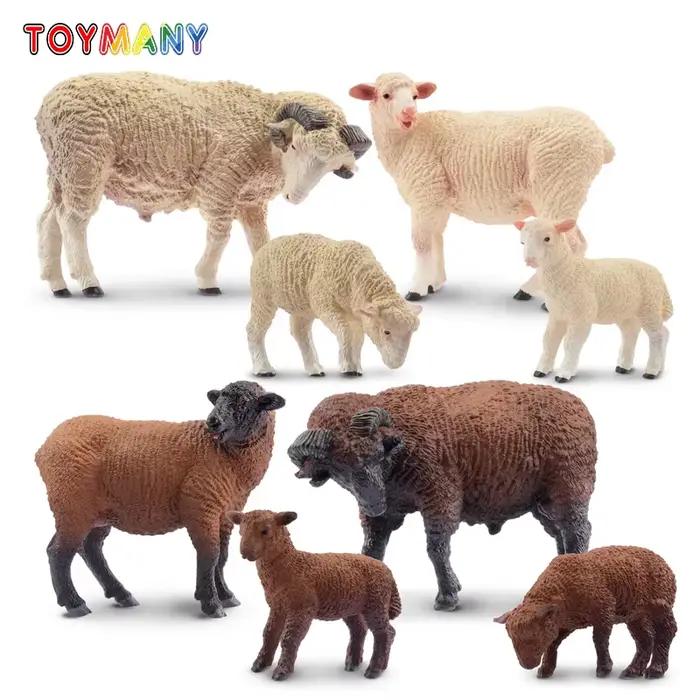 8 pièces Simulation mouton ferme modèle Animal jouet Mini merino