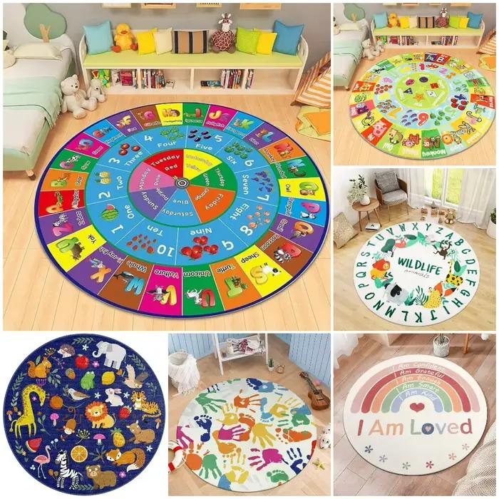 Tapis de jeu rond ABC Fruit pour enfants