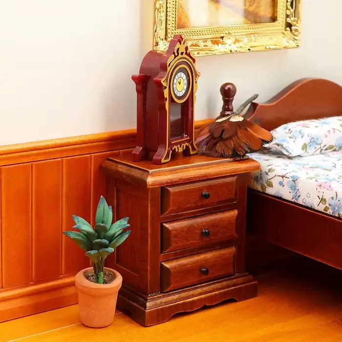 1 pièce bricolage accessoires 1:12 maison de poupée Miniature châtain Table de chevet commode armoire de rangement meubles modèle jouet