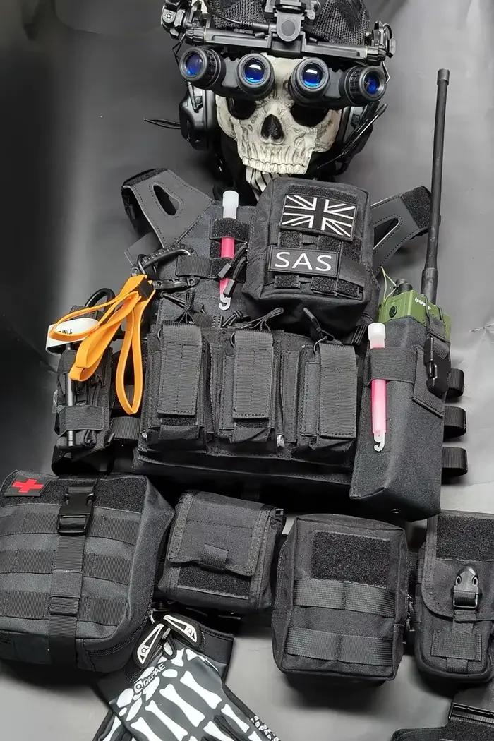 Ensemble complet d'équipement COD Ghost, veste tactique MOLLE, ensemble de harnais de poitrine avec ceinture et casque pour Call of Duty 19 Nightwar Cosplay