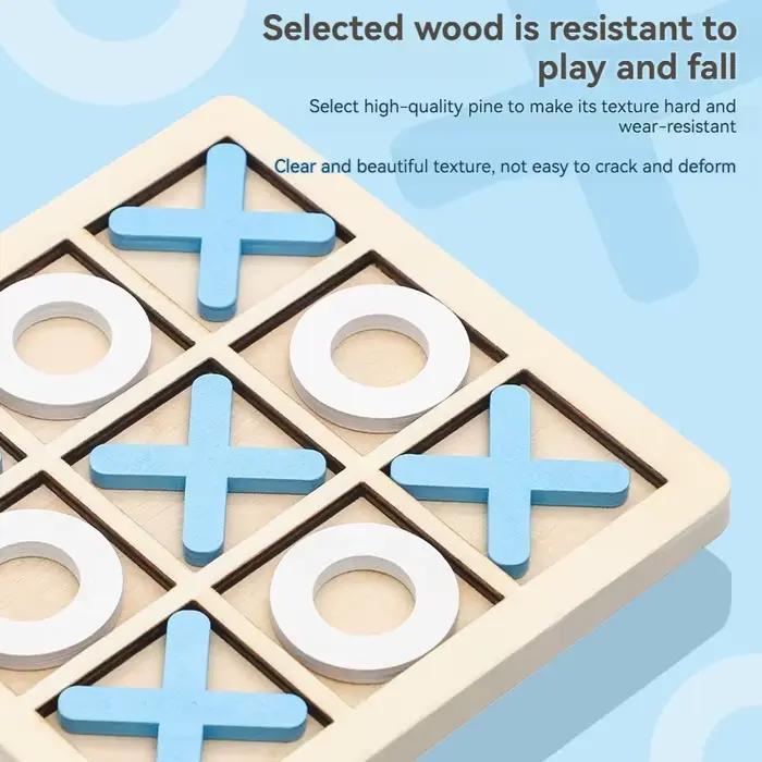 Jeu de société Tic Tac Toe en bois massif moderne avec thème animal de compagnie pour plaisir familial et divertissement en extérieur